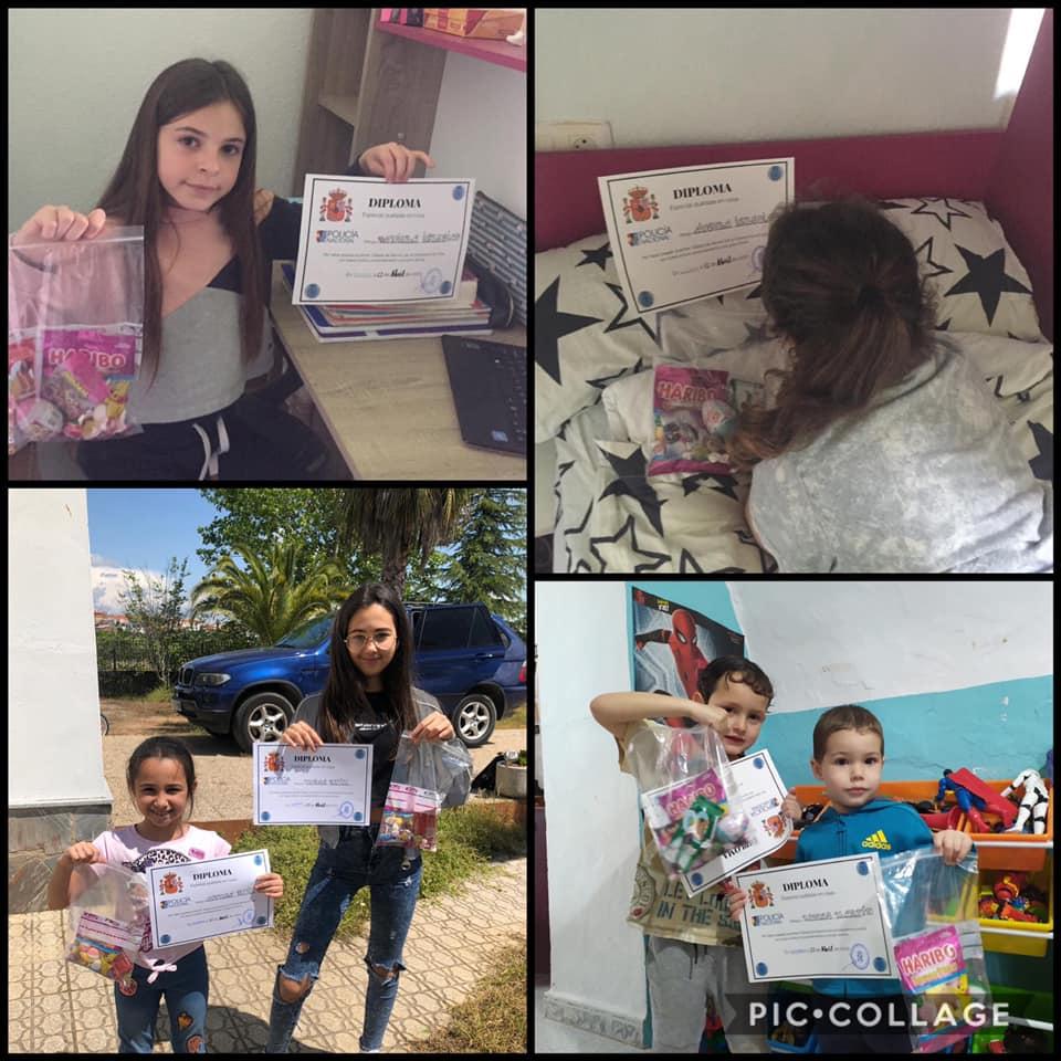 Imagen COVID-19. Entrega de un diploma y una bolsa de golosinas a nuestros niños y niñas
